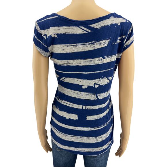 Rock & Republic SMALL Blue Gray Gold Rose Foil Metallic Print Burnout Tee Shirt - Picture 4 of 6